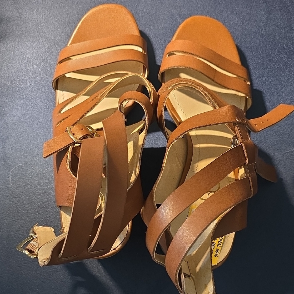 BCBG Tan Strappy Sandals